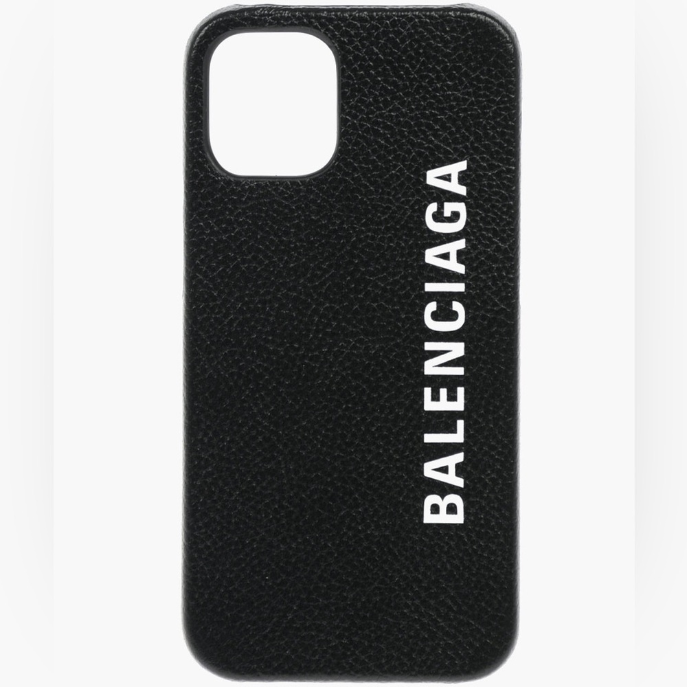Balenciaga Grained Calf Leather Black iPhone 12 Case